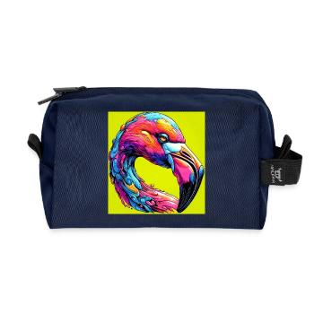flamingo - Recycled Toiletry Zip Bag - navy - Front