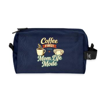 Erst Kaffee, dann Mom Life Mode Zitat - Recycelte Kulturtasche - Navy - Vorne