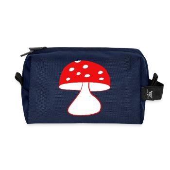 Red fly agaric mushrooms - Recycled Toiletry Zip Bag - navy - Front