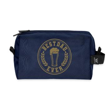 Best Dad Ever Bier Emblem für Väter - Recycelte Kulturtasche - Navy - Vorne