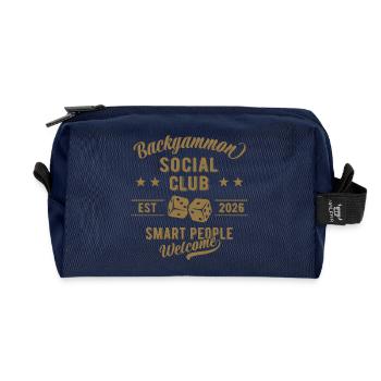 Club social de backgammon | Jeu de société - Trousse de toilette en tissu recyclé - marine - Devant