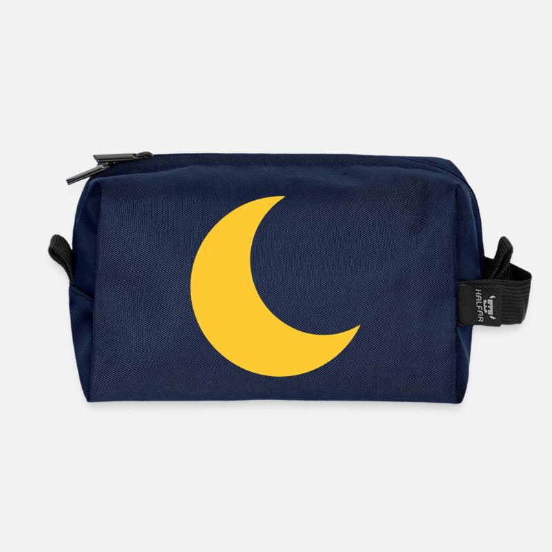 Yellow Moon Silhouette - Recycled Toiletry Zip Bag - navy