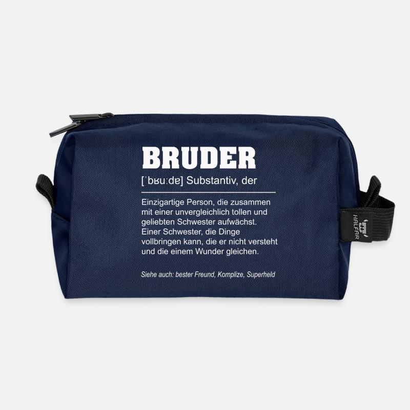 Bruder Definition - Geschenk von Schwester - Recycelte Kulturtasche - Navy