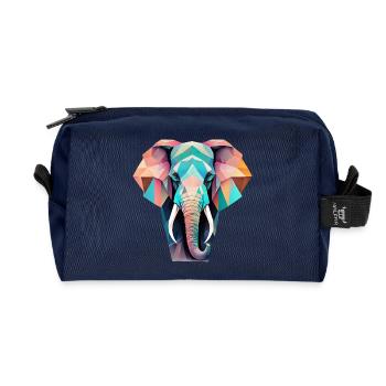 Geometric Elephant Gift Geometric - Recycled Toiletry Zip Bag - navy - Front