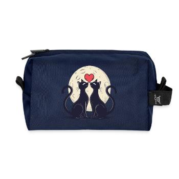 Two cats with heart 2 - Recycled Toiletry Zip Bag - navy - Front