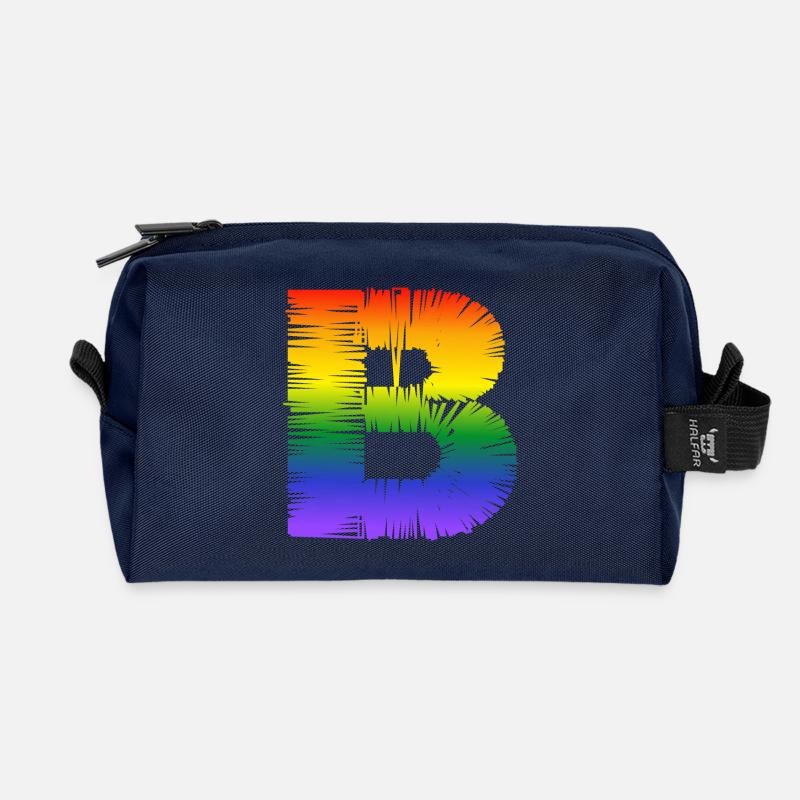 Rainbow B - Recycled Toiletry Zip Bag - navy