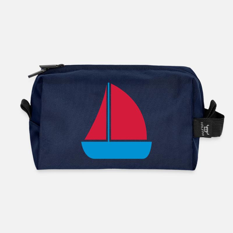 sailboat - Recycled Toiletry Zip Bag - navy