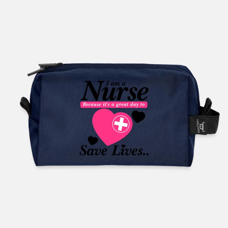 Krankenschwester Save Lives Black Pink - Recycelte Kulturtasche - Navy