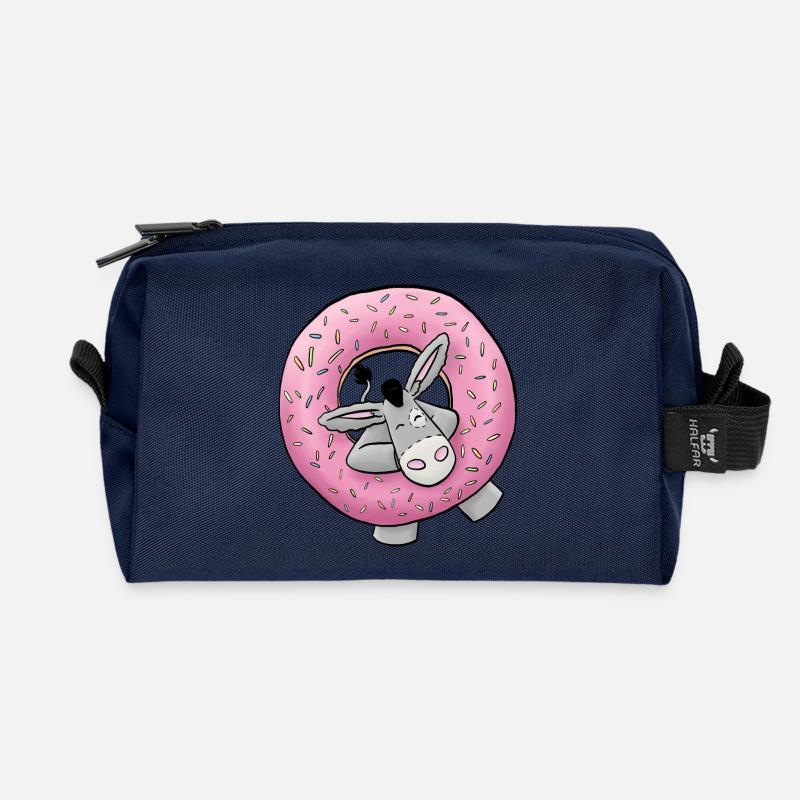 Kuschelesel mit Donut - Recycelte Kulturtasche - Navy