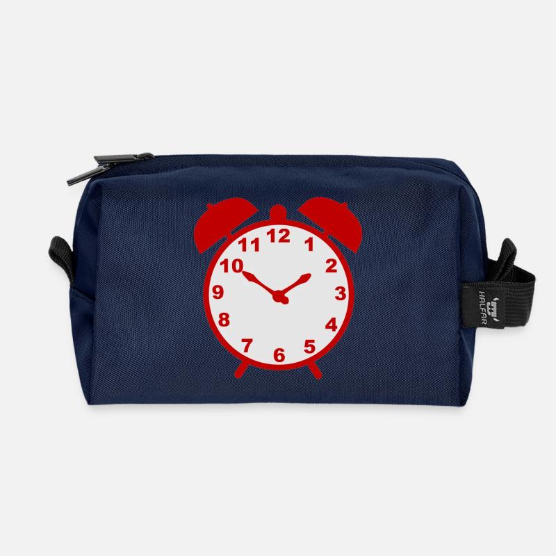 Classic alarm clock with red frame - Recycled Toiletry Zip Bag - navy