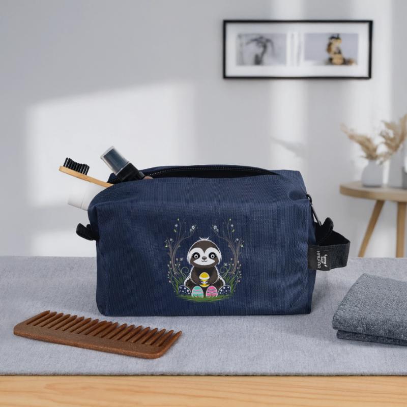 Easter Sloth with Easter Eggs in Spring Recycled Toiletry Zip Bag