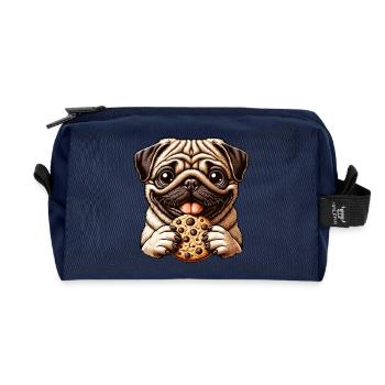 Lustiger Mops Hund, Kekse, Nachtisch, Dessert - Recycelte Kulturtasche - Navy - Vorne