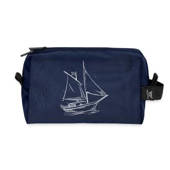 Segelboot Meer Silhouette minimalistisches Design - Recycelte Kulturtasche - Navy - Vorne