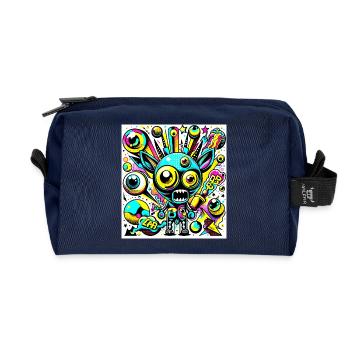 Funny Pop Art Abstract Monster - Recycled Toiletry Zip Bag - navy - Front