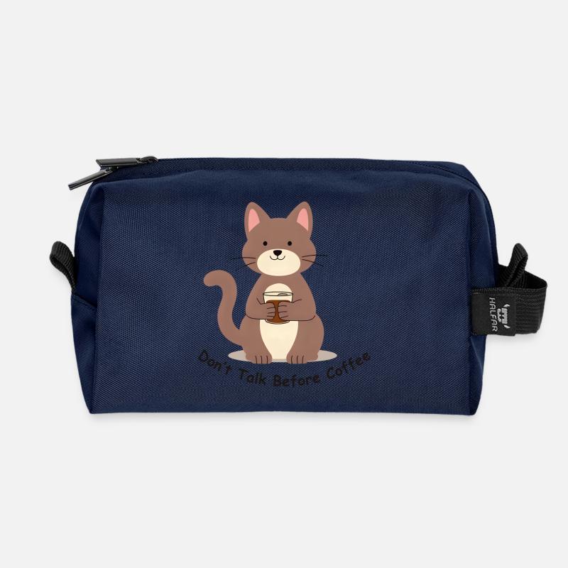 Coffee Katze - Recycelte Kulturtasche - Navy