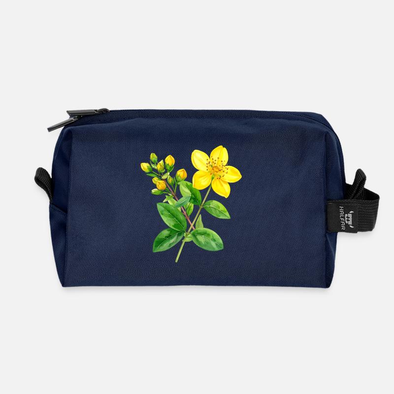 Johanniskraut – botanisches Aquarell - Recycelte Kulturtasche - Navy