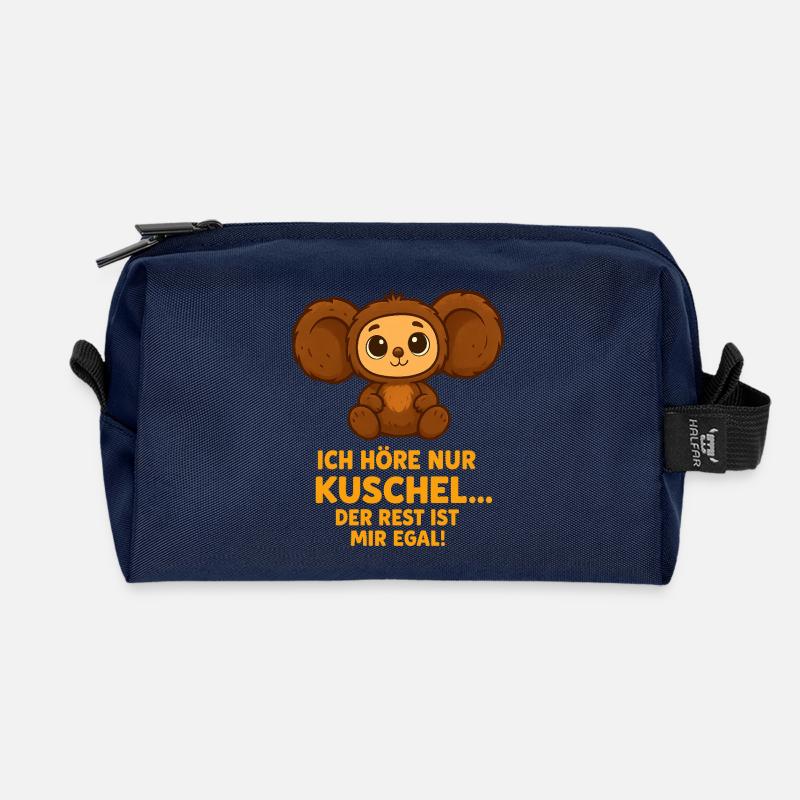 Kuschelbär mit Spruch - Recycelte Kulturtasche - Navy