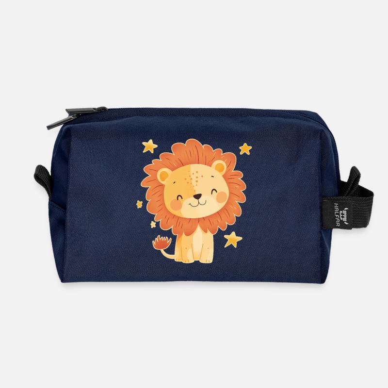 Löwe mit Sternenhimmel - Recycelte Kulturtasche - Navy