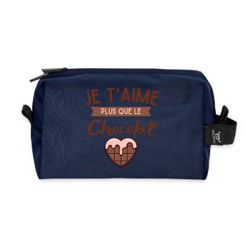 Je t'aime Plus Que Le Chocolat Coeur - Trousse de toilette en tissu recyclé - marine - Devant