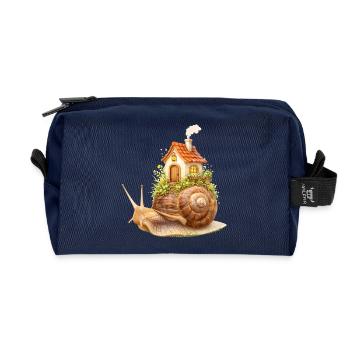 Snail with small house fantasy illustration - Recycled Toiletry Zip Bag - navy - Front