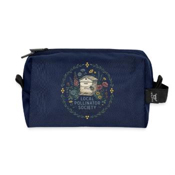 Local Pollinator Society - Allotment Bee Keeper - Recycled Toiletry Zip Bag - navy - Front