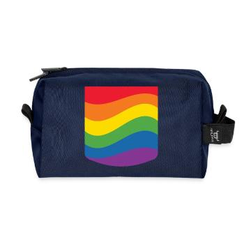 Rainbow Wave Pride Flag Minimal Design - Recycelte Kulturtasche - Navy - Vorne