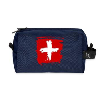 SCHWEIZ SWISS SWITZERLAND EUROPA SPORT FAN - Recycelte Kulturtasche - Navy - Vorne