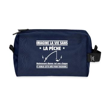 Imagine la vie sans la pêche, oublie cette idée - Trousse de toilette en tissu recyclé - marine - Devant