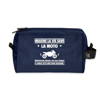 Imagine la vie sans Moto,un cadeau pour Motard - Trousse de toilette en tissu recyclé - marine - Devant