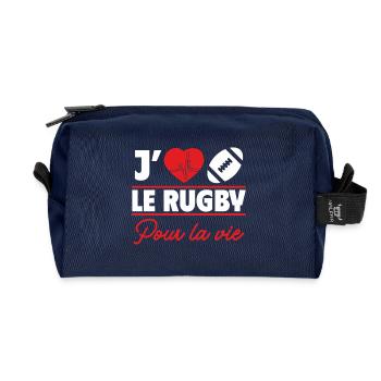 e rugby, c’est la vie,Cadeau Rugby,Rugbyman - Trousse de toilette en tissu recyclé - marine - Devant