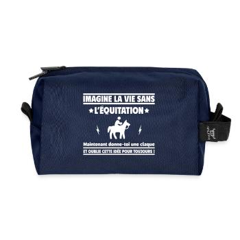 Imagine la vie sans l'équitation - Trousse de toilette en tissu recyclé - marine - Devant