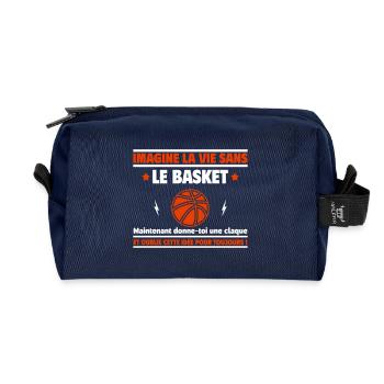 Imagine la vie sans le basket - Trousse de toilette en tissu recyclé - marine - Devant
