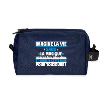 imagine la vie sans la musique - Trousse de toilette en tissu recyclé - marine - Devant