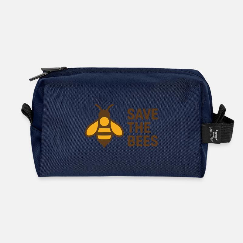 Rettet die Bienen – Bienenlogo - Recycelte Kulturtasche - Navy