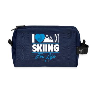 Ich liebe Skifahren in den Bergen für immer - Recycelte Kulturtasche - Navy - Vorne