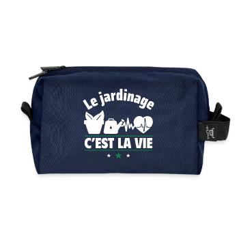 le jardinage c est la vie,jardinier,jardinière - Trousse de toilette en tissu recyclé - marine - Devant