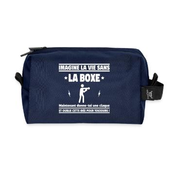 Imagine la vie sans boxe : inconcevable ! - Trousse de toilette en tissu recyclé - marine - Devant