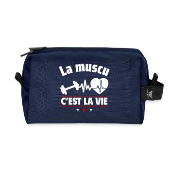 la muscu c est la vie,musculation,musclé - Trousse de toilette en tissu recyclé - marine - Devant