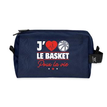 J’aime le basket pour la vie - Trousse de toilette en tissu recyclé - marine - Devant