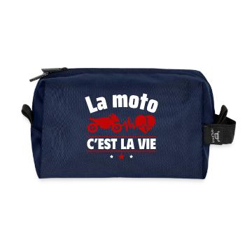 la moto c est la vie,Moto,Motard,Motarde - Trousse de toilette en tissu recyclé - marine - Devant