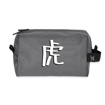 虎 (tora) = tigre en japonais - Trousse de toilette en tissu recyclé - anthracite - Devant