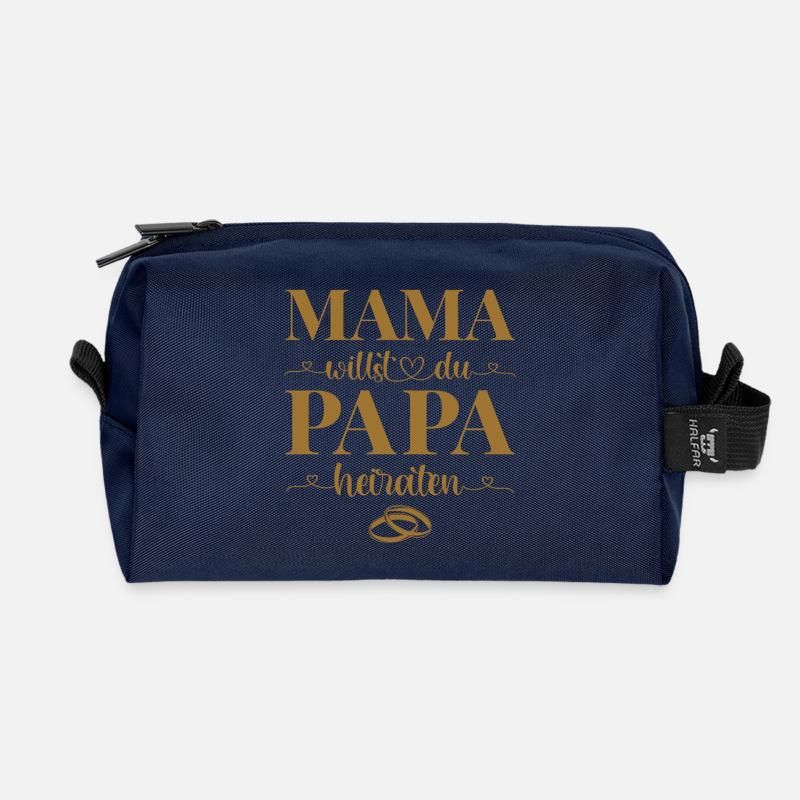 Hochzeit Antrag Kind Mama willst du Papa heiraten - Recycelte Kulturtasche - Navy