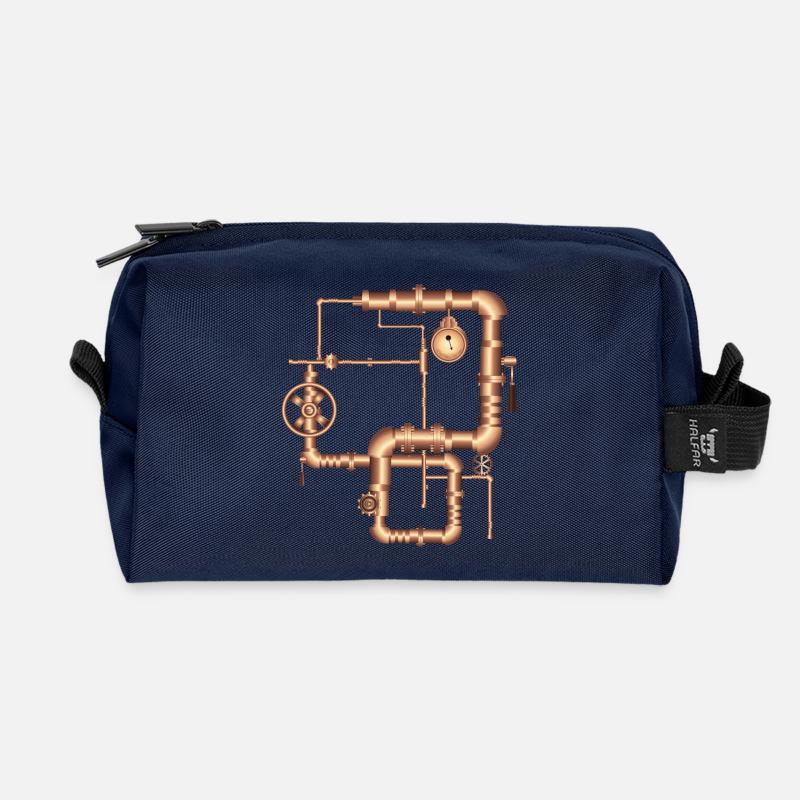 Steampunk Style im Dampfmaschinen Look - Recycelte Kulturtasche - Navy