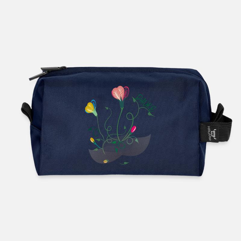 Danke, thank you, Blumenstrauss - Recycelte Kulturtasche - Navy