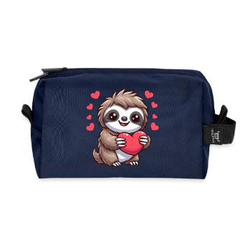 Süßes Faultier Liebe Herz Freundschaft - Recycelte Kulturtasche - Navy - Vorne