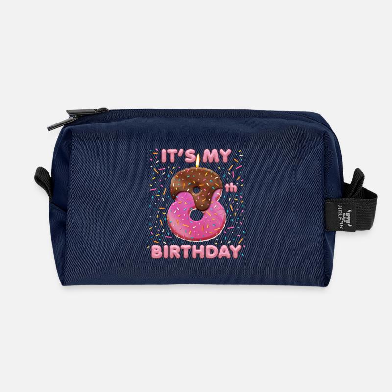 Mein 8. Geburtstag Donut - Recycelte Kulturtasche - Navy