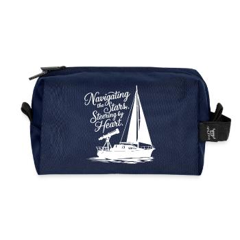 Voile, Voilier, Étoiles, Télescope - Trousse de toilette en tissu recyclé - marine - Devant