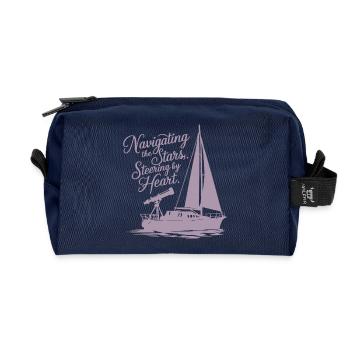 Voile, Voilier, Étoiles, Télescope - Trousse de toilette en tissu recyclé - marine - Devant