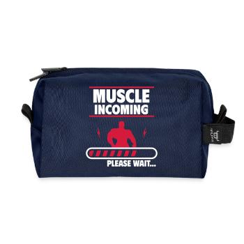 Muskeln Kommen Bald - Humor für Fitnessfans - Recycelte Kulturtasche - Navy - Vorne