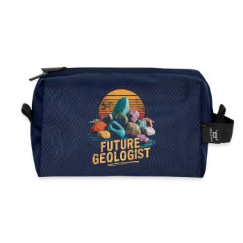 Future Geologist - Passion for Geology - Recycled Toiletry Zip Bag - navy - Front